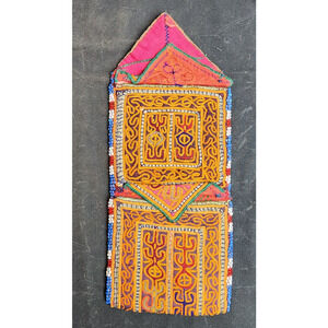 Kuchi Embroidered Pouch Wallet Central Asian Handmade Beaded Pink Flap